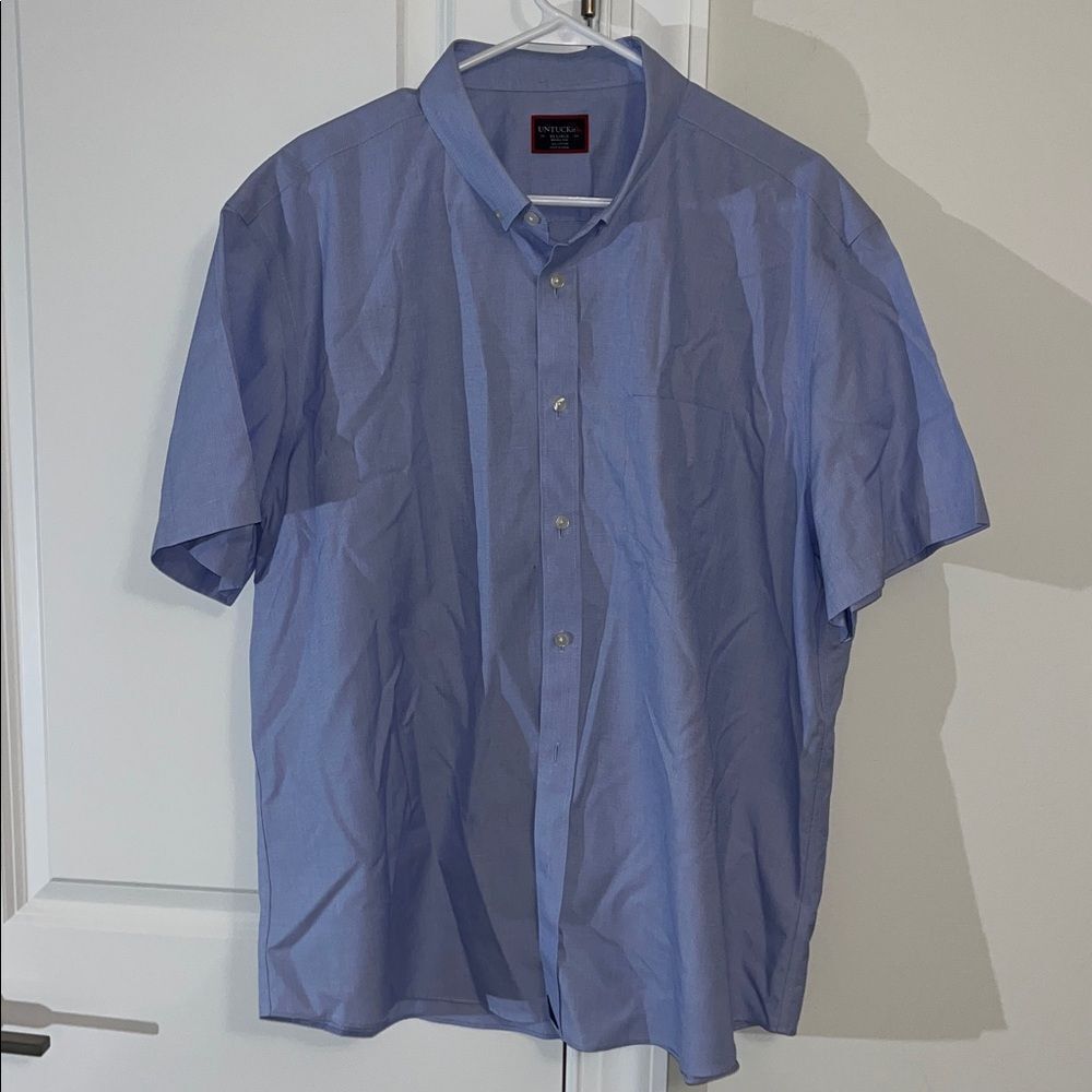 UNTUCKit SS Mens Wrinkle Free Relaxed Fit 100% Cotton Shirt XXL Hillstowe Blue